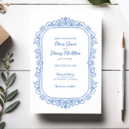 Convites Casamento Ilustrado Branca E Manuscrito