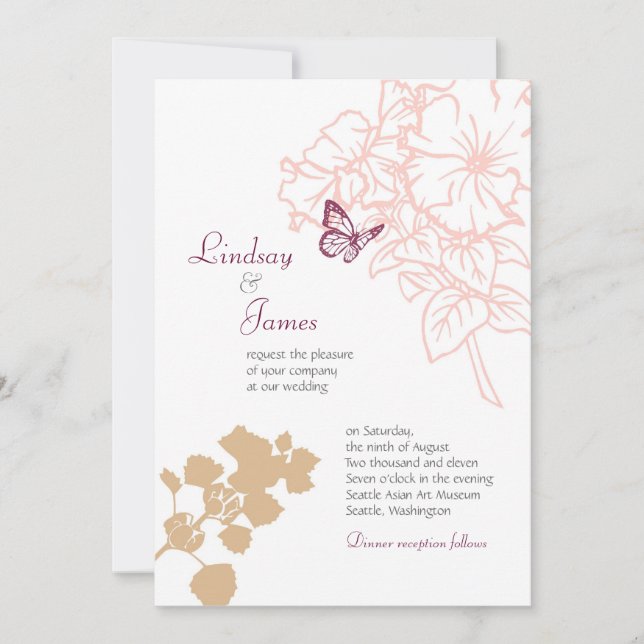 Convites Casamento Ilustrado de Flores e Jardinagem de Borb (Frente)