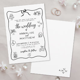 Convites Casamento Ilustrado Desenhado À Mão