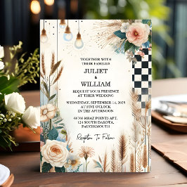 Convites Casamento Ilustrado do Retro Boho Studio