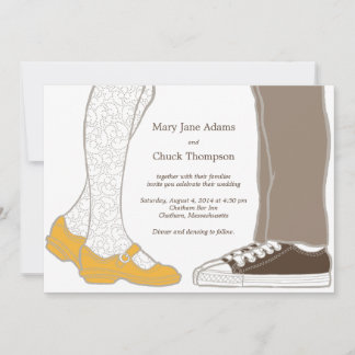 Convites Casamento ilustrado entre Calçados e tênis