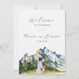 Convites Casamento Ilustrado na Montanha Rústica