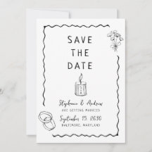 Casamento ilustrado Whimsical Salvar a Data