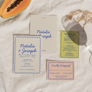 Convites Casamento Imporal Colorido de Cor Azul Moderno