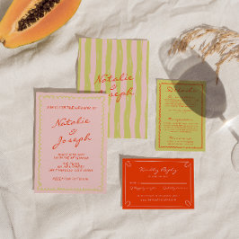 Convites Casamento Imporal Colorido Pinstripes Escrito À Mã