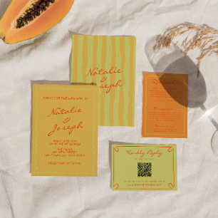 Convites Casamento Imporal Colorido Pinstripes Escrito À Mã