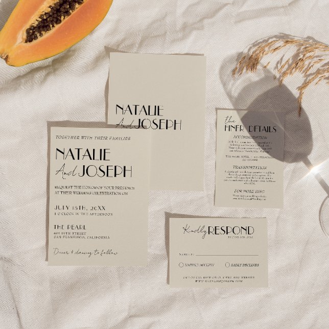 Convites Casamento Imporal Francês Moderno Minimalista (Criador carregado)