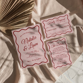 Convites Casamento Imporal Retro Funky Colorido Moderno Neg
