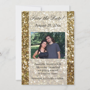 Convites Casamento Impresso com Brilho Dourado Elegante
