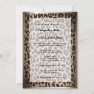 Convites Casamento Impresso de Taupe Leopard Moderno Elegan