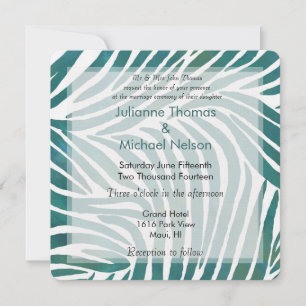 Convites Casamento Impresso de Teal Zebra