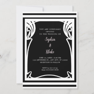 Convites Casamento Incrível em Preto e Branco no Estilo Art