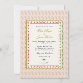 Convites Casamento indiano da fronteira com a Flor Rosa