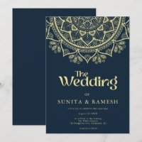 Casamento Indiano de Bollywood Dourado Azul Escuro