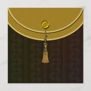 Convites Casamento Indiano de Borla de Ouro Elegante