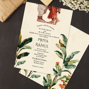 Convites Casamento Indiano Floral Vintage Elegante Hindu