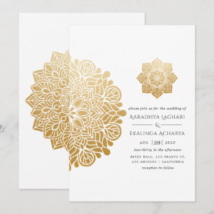 Convites Casamento Indiano Mandala Dourada