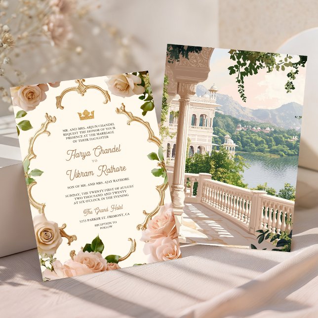 Convites Casamento Indiano Palácio do Lago Real de Rajastha (Criador carregado)