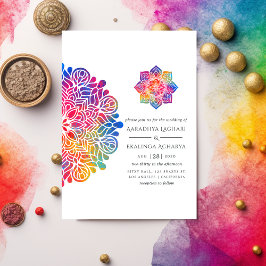 Convites Casamento Indiano Rainbow Mandala