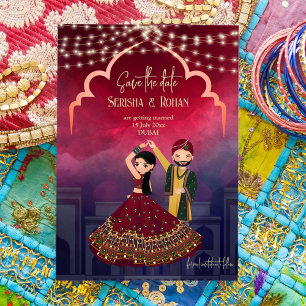 Convites Casamento indiano salve a data do casal de noiva f