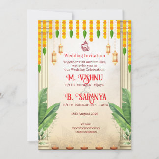 Convites Casamento Indiano Tradicional com Marigold e Folha