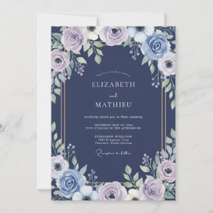 Convites Casamento Indigo Lilac Ranunculus Sage