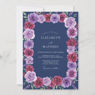 Convites Casamento Indigo Magenta Ranunculus Eucalipto