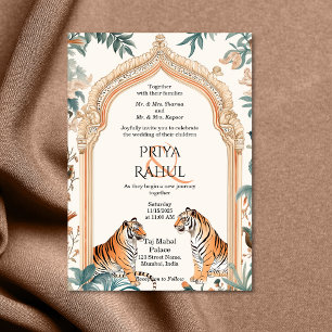 Convites Casamento índio de Tigres Tradicionais Elegantes