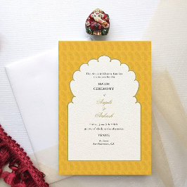 Convites Casamento índio do Elegante Arch Amarelo Haldi Cer