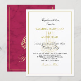 Convites Casamento Índio Dourado Bismillah da Burgundia Isl