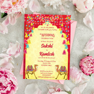Convites Casamento índio: Rajasthani camela colorida