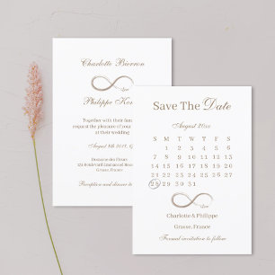 Convites Casamento Infinity Gold White Calendar Save The Da