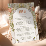 Convites Casamento INFO Vintage Art Nouveau William Morris<br><div class="desc">Cartão de informação de Casamento vintage Art Nouveau de William Morris num design floral, romântico e balbucioso. Os florescimentos vitorianos complementam os tipos clássicos de arte deco fonts. Introduza as suas informações personalizadas e está concluído. Se você quiser alterar a design, clique no botão azul "Personalizar". Muito obrigado por considerar...</div>