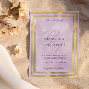 Convites Casamento iniciais monograma luxuoso dourado lavan