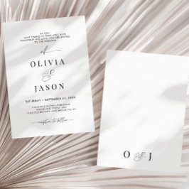 Convites Casamento Inicial de Branco Negro, Script Romântic