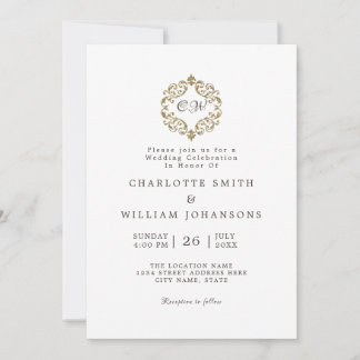 Convites Casamento Inicial de Quadro Simples e Elegante Bra