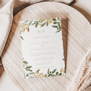 Convites Casamento inicial do Sobrenome de outono Dourado 