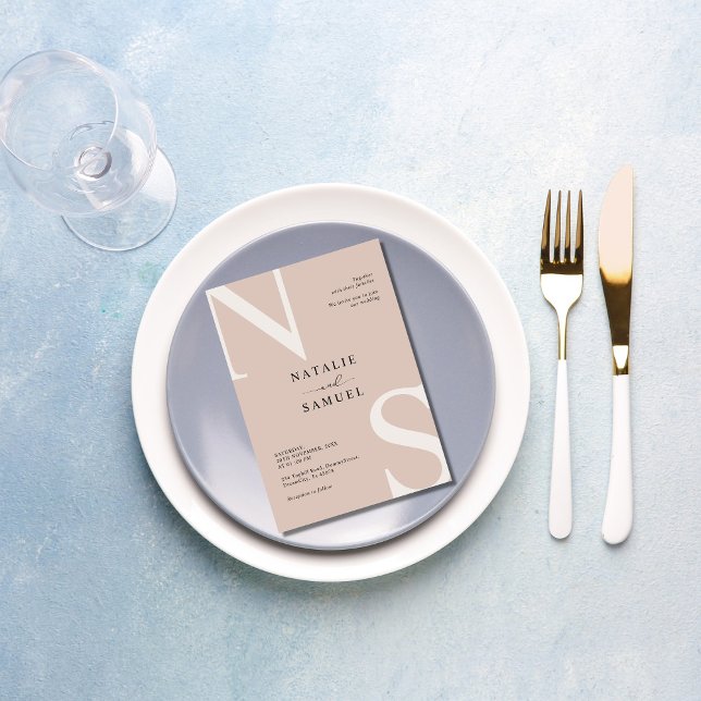 Convites Casamento Inicial Elegante Elegante Minimalista de (Criador carregado)