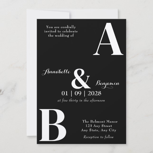 Convites Casamento Inicial Elegante Moderno (Frente)
