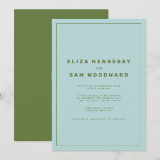 Convites Casamento inspirado por Wes Anderson Azul e Verde