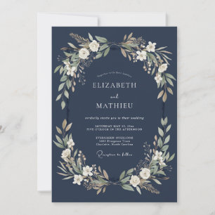 Convites Casamento Invernal Régio Azul-Marinho