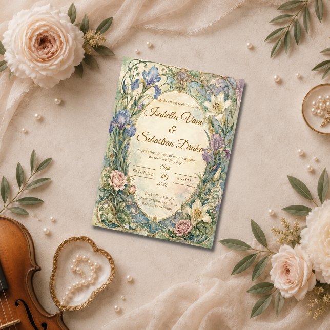 Convites Casamento Íris Art Nouveau Etéreo (Criador carregado)