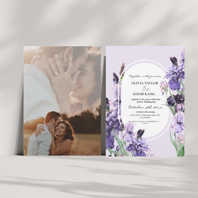 Convites Casamento Iris de Watercolor Elegante (Criador carregado)