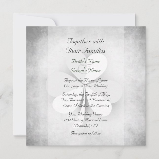 Convites Casamento irlandês - Cinza branca verde laranja -  (Frente)