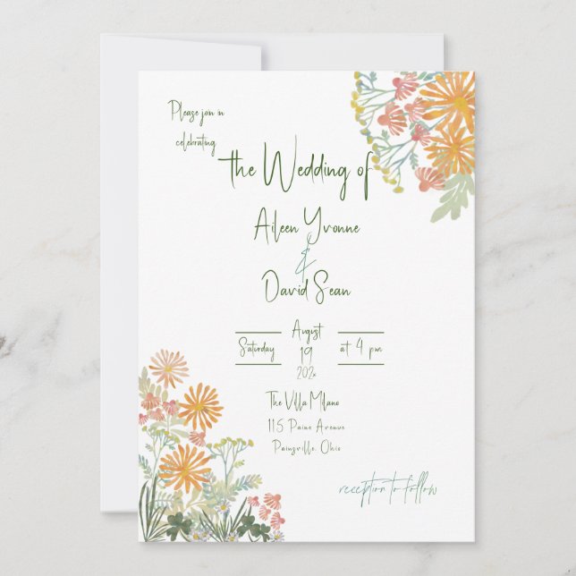 Convites Casamento Irlandês das Daisies Springtime (Frente)