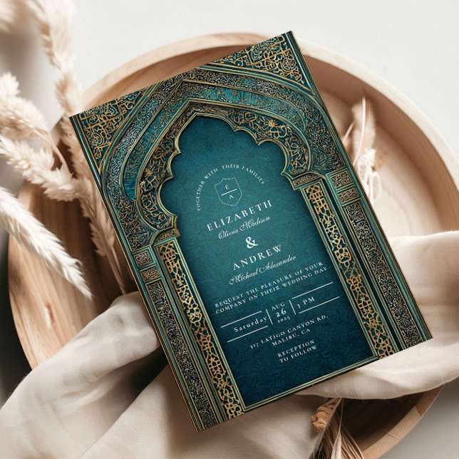 Convites Casamento Islâmico Arco-íris Turquesa (Criador carregado)