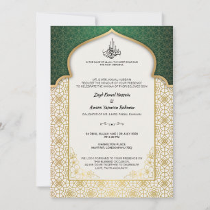 Convites Casamento Islâmico Atemporal – Esmeralda & Ouro