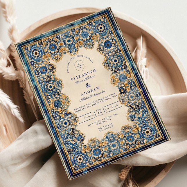 Convites Casamento Islâmico Azul Real (Criador carregado)