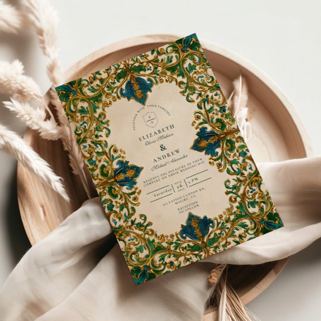 Convites Casamento Islâmico Barroco Esmeralda (Criador carregado)