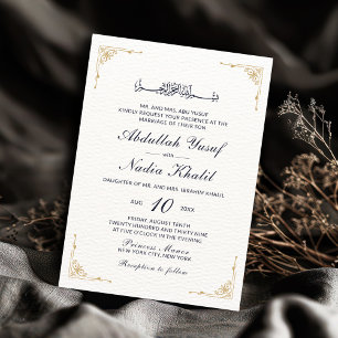 Convites Casamento Islâmico Branco dos Cantos Dourados do O